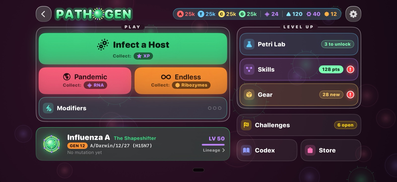 Pathogen's main menu
